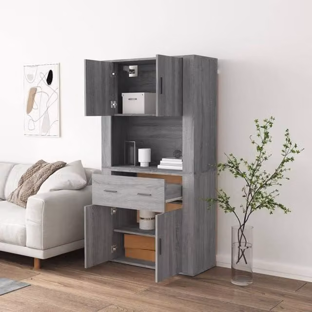 Berkfield Home Modern Grey Sonoma Highboard in Matt Engineered Wood W/D/H: 70 x 33 x 80 cm