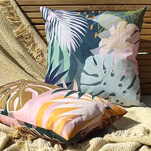 Furn Leafy Floral Square Outdoor Cushion in Petrol Multicolour, W/D/H: 43 x 43 x 43 cm – 3