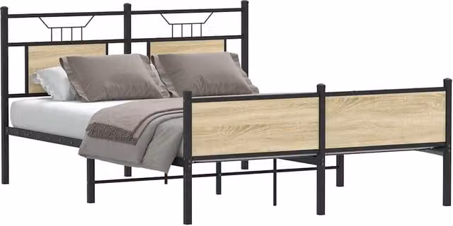 Berkfield Home King Size Bed Frame in Sonoma Oak and Brown Engineered Wood, W/D/H: 150 x 200 cm – 1