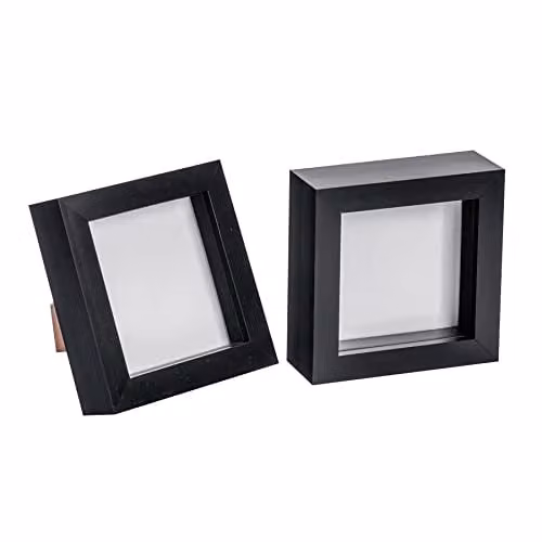 Nicola Spring Minimalist Square 3D Shadow Box Photo Frames, Pack of 2, Black or White, W/D/H: 12.5 x 12.5 x 3.5 cm – 1