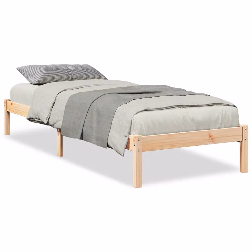 Berkfield Home Extra Long Solid Wood Pine Bed Frame in Brown, W/D/H: 90 x 210 cm – 2