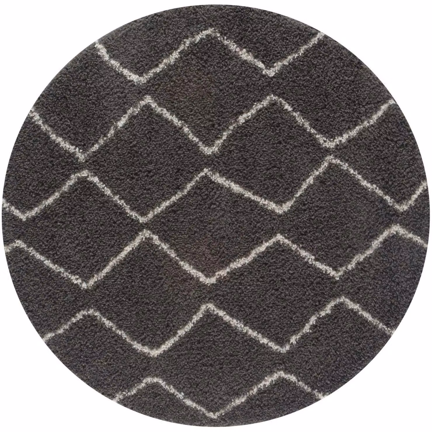 THE RUGS Moroccan Soft High Pile Shaggy Zigzag Square Rug in Dark Grey, W x W: 120 x 120 cm – 7
