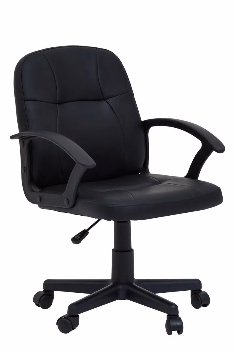 Orsina Ergonomic Black Faux Leather Home Office Chair with Armrests and Castors – 6