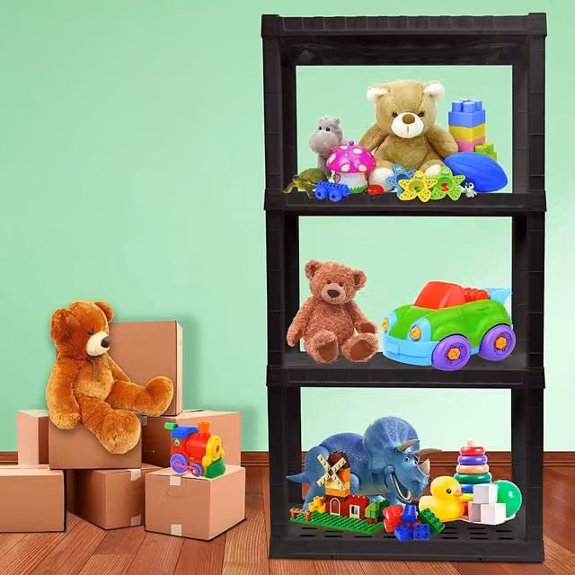 OSKAR 4 Tier Multipurpose Shelving Unit in Black