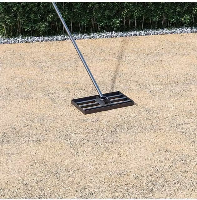 Living and Home Lawn Levelling Rake with 198 cm Stainless Steel Handle in Black
