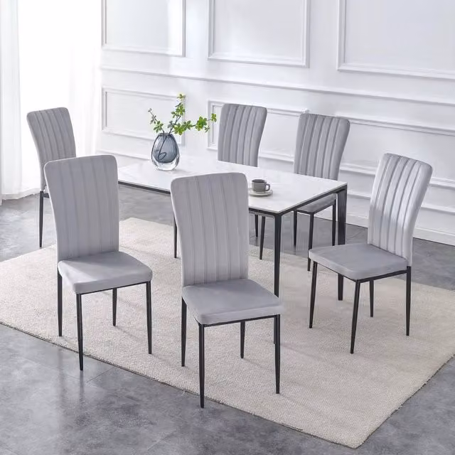 FORGEVIO Set of 6 Modern Dining Chairs with Upholstered Velvet Seats in Grey