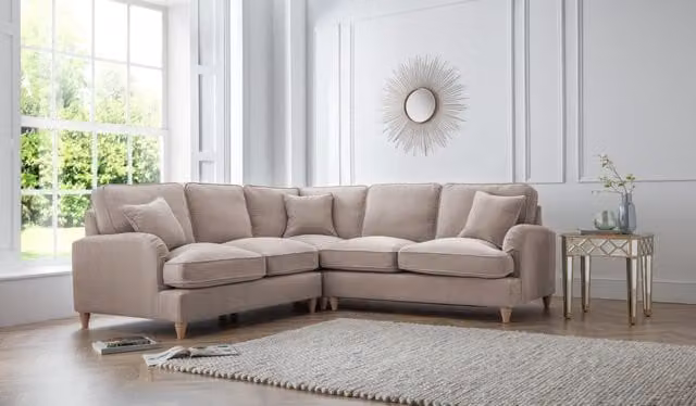 The Great Sofa Company Orla 2 Corner L-Shape Sofa in Taupe Manhattan Ice Fabric