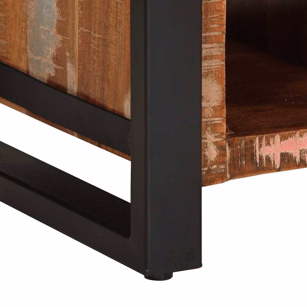 Berkfield Home Multicolour Industrial Sideboard in Reclaimed Solid Wood and Metal, W/D/H: 55 x 35 x 70 cm – 7