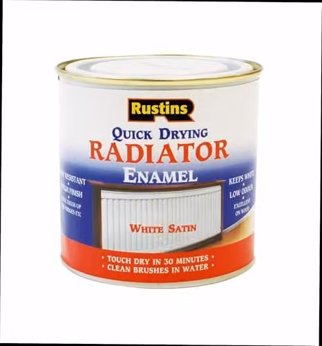 Rustins Quick Dry Radiator Enamel Paint Satin White 250ml – 1