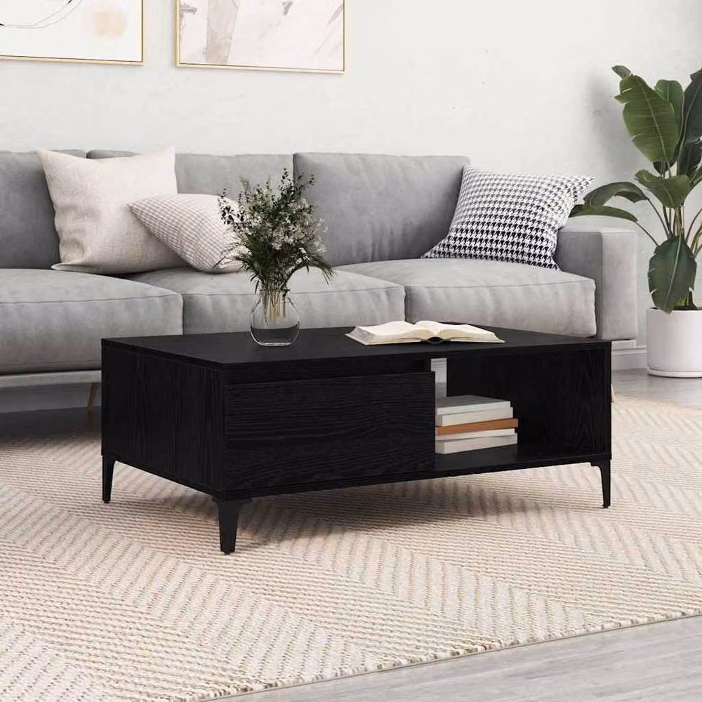 Berkfield Home Black Oak Coffee Table, W: 90 cm, D: 60 cm, H: 35 cm – 2