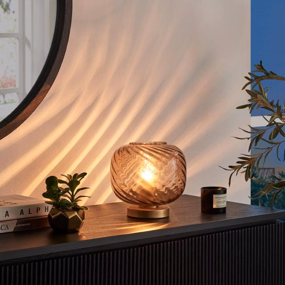 FurnitureboxUK Aurelia Modern Dimmable Touch Table Lamp in Brown Glass and Bronze Metal – 2