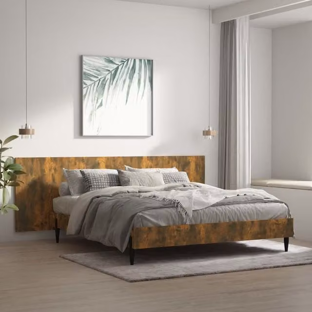 Berkfield Home Smoked Oak Wall Mounted Headboard, Brown, W: 240 cm, D: 1.5 cm, H: 80 cm – 1