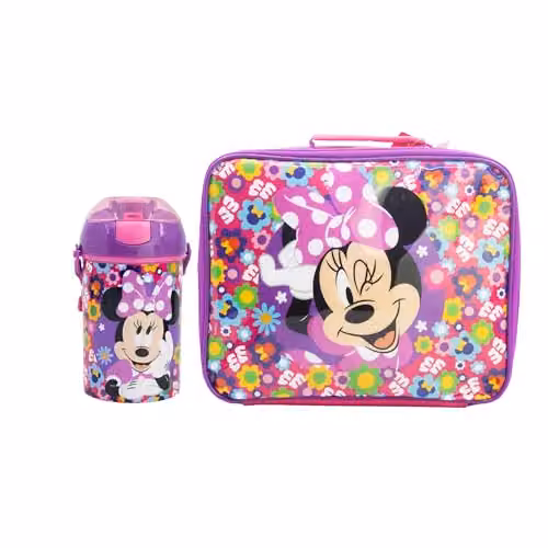 Minnie Mouse 2 Piece Packed Lunch Set in Pink and Multicolour with Insulated Food Container and BPA Free Bottle – 1