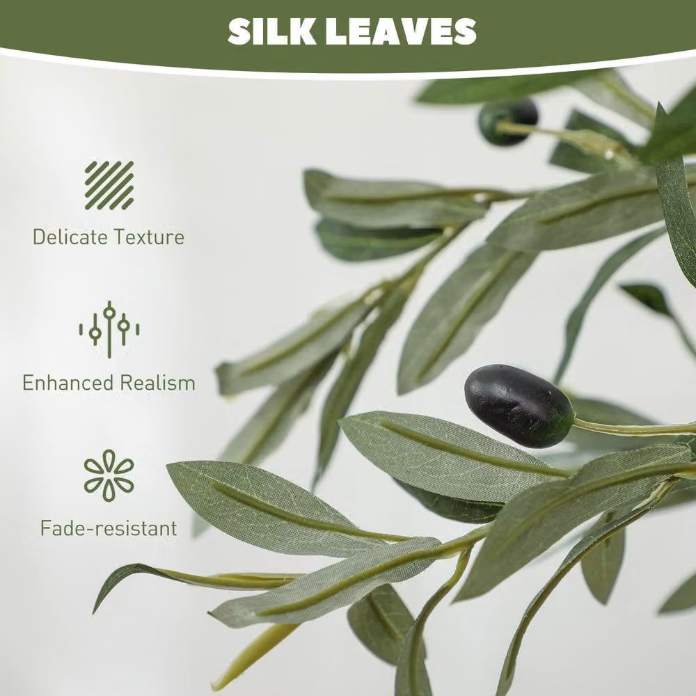 STILVORA Set of 2 Green Artificial Tabletop Olive Trees in Metal and Concrete Pots – 4