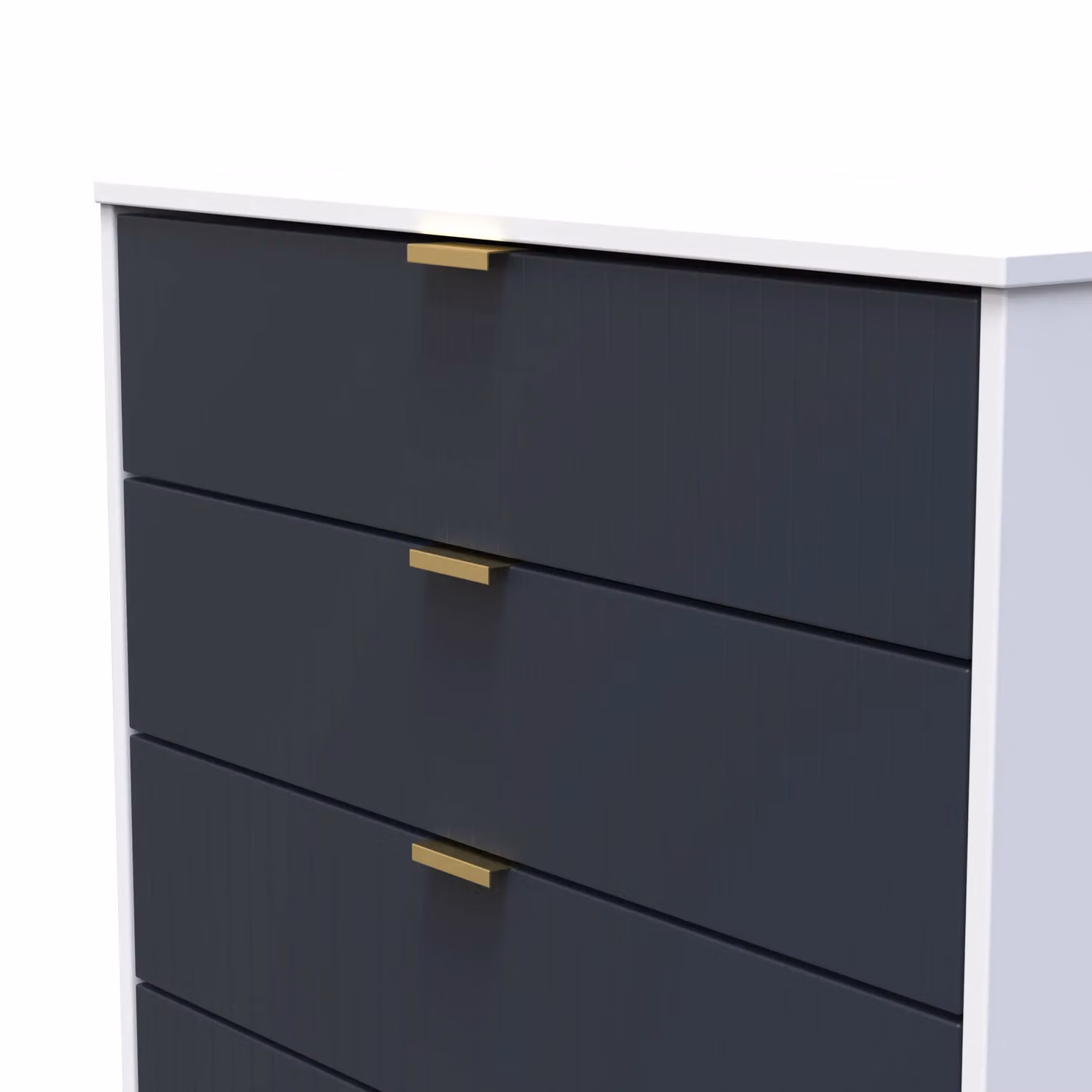 Ready Assembled 2 U Bexley 4 Drawer Chest in Dark Blue and Gold – 4