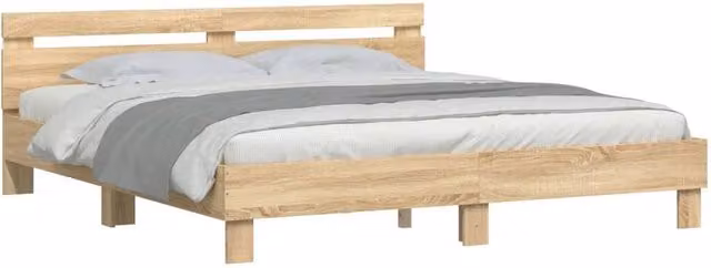 Berkfield Home Durable Super King Bed Frame with LED Under-Bed Lighting in Sonoma Oak Brown, W/D/H: 180 x 200 x 70 cm – 1