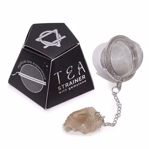 KDMD Smoky Quartz Raw Crystal Gemstone Tea Strainer with Fine Mesh Sieve in Brown