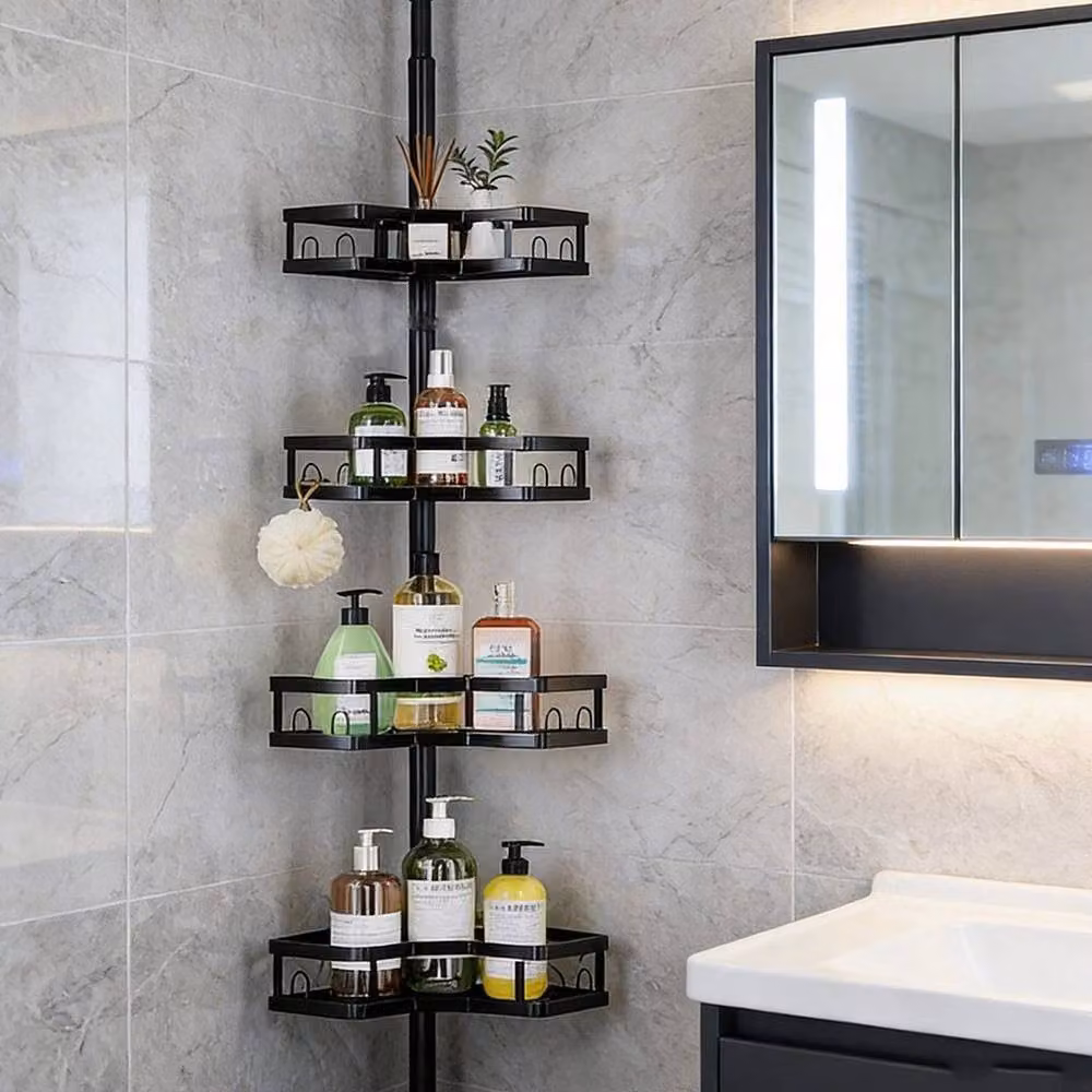 Kelvenix 4 Tier Telescopic Bathroom Shower Caddy Organizer in Black – 3