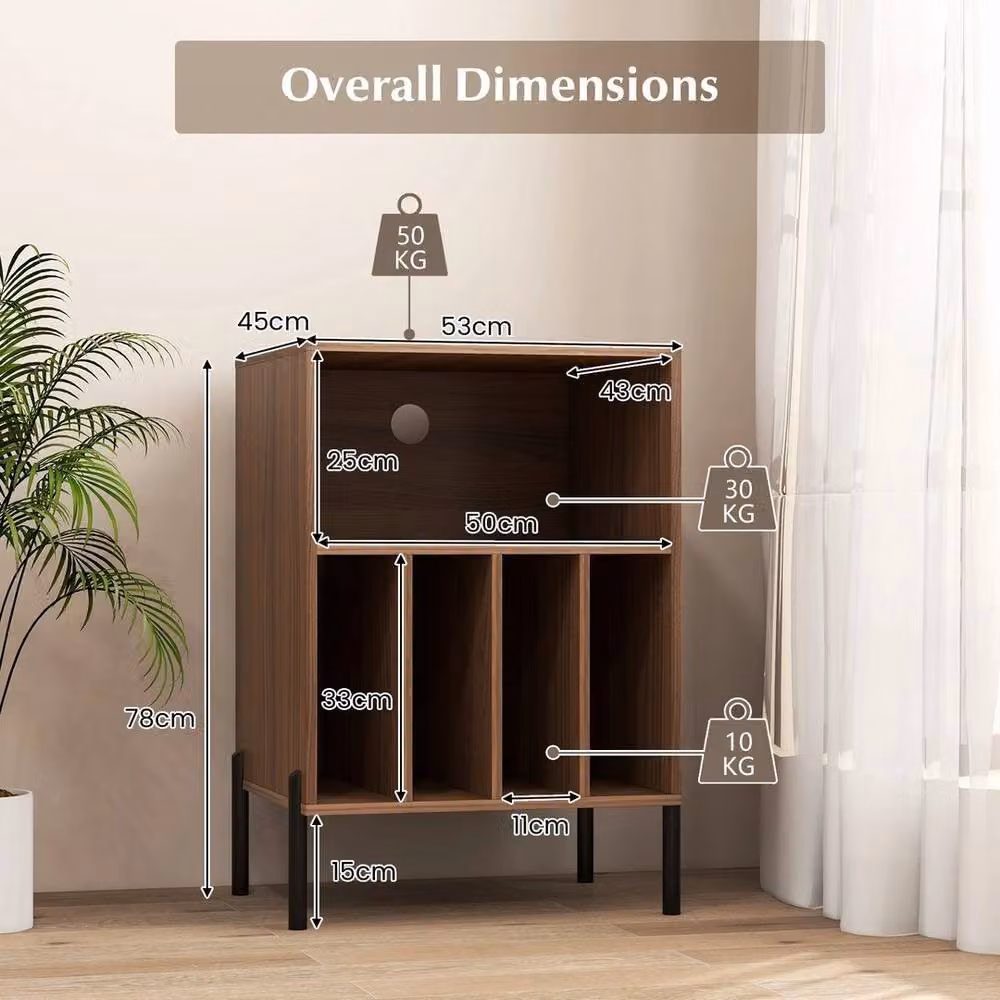 Kelvenix Modern Walnut Record Player Stand with Wood and Metal Construction – 2