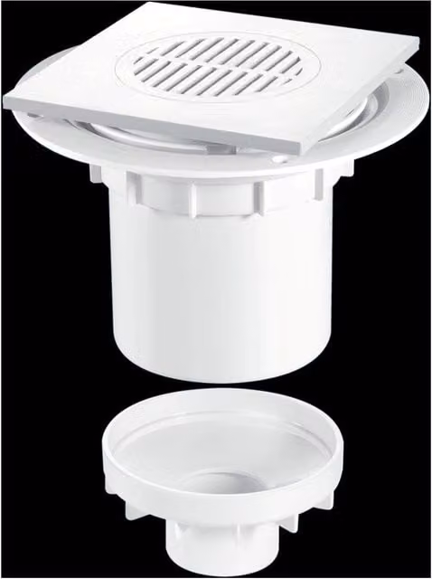 McAlpine TSG2T6WH 75mm White Tile Insert Water Seal Gully with Vertical Outlet and Stainless Steel Reducer