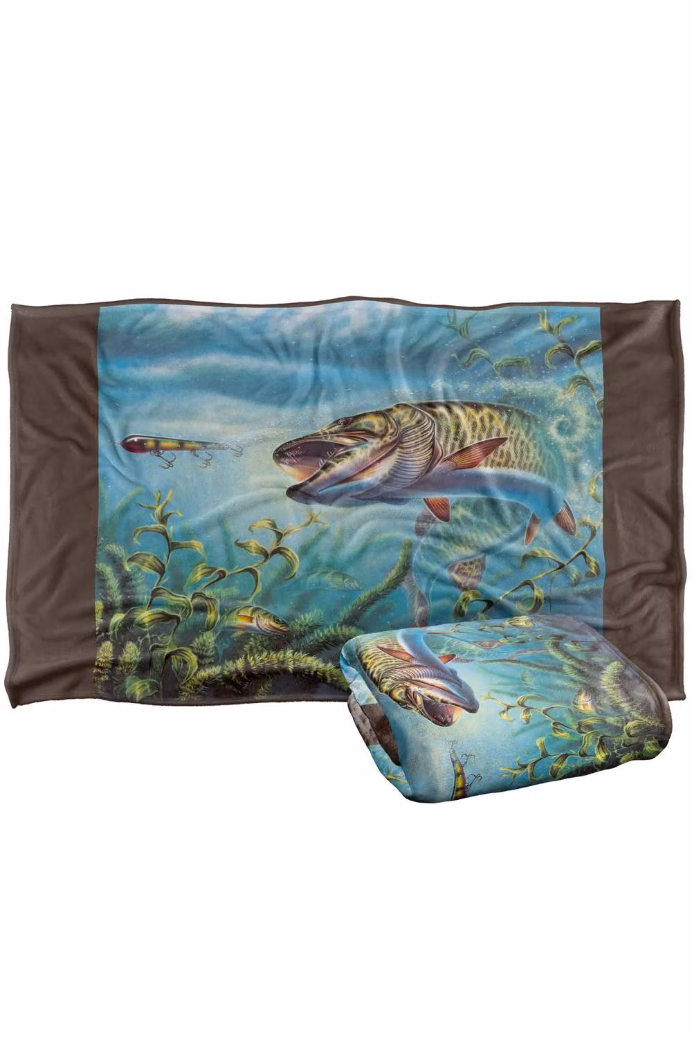JQ Licensing Provoked Musky Fishing Super Soft Fluffy Polyester Throw Blanket in Blue Multicolour, Large – 2