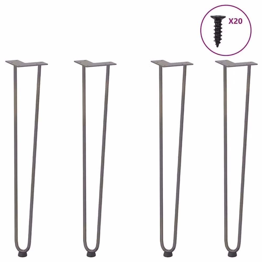 Berkfield Home Hairpin Table Legs, 4 Piece Set, Grey Steel, Height: 72 cm