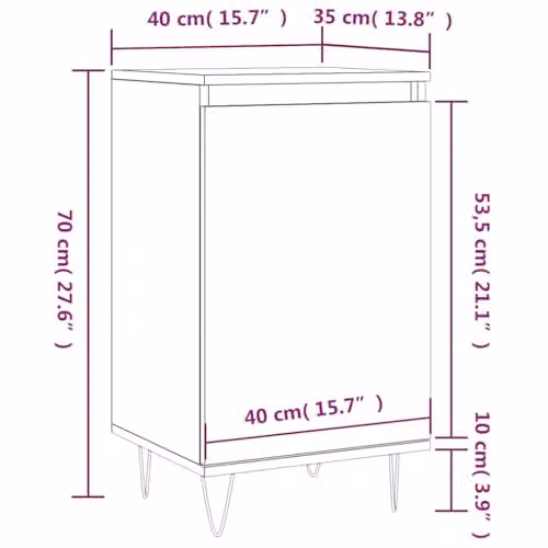 vidaXL Industrial Sideboard in Concrete Grey, MDF, W/D/H: 40 x 35 x 70 cm – 3