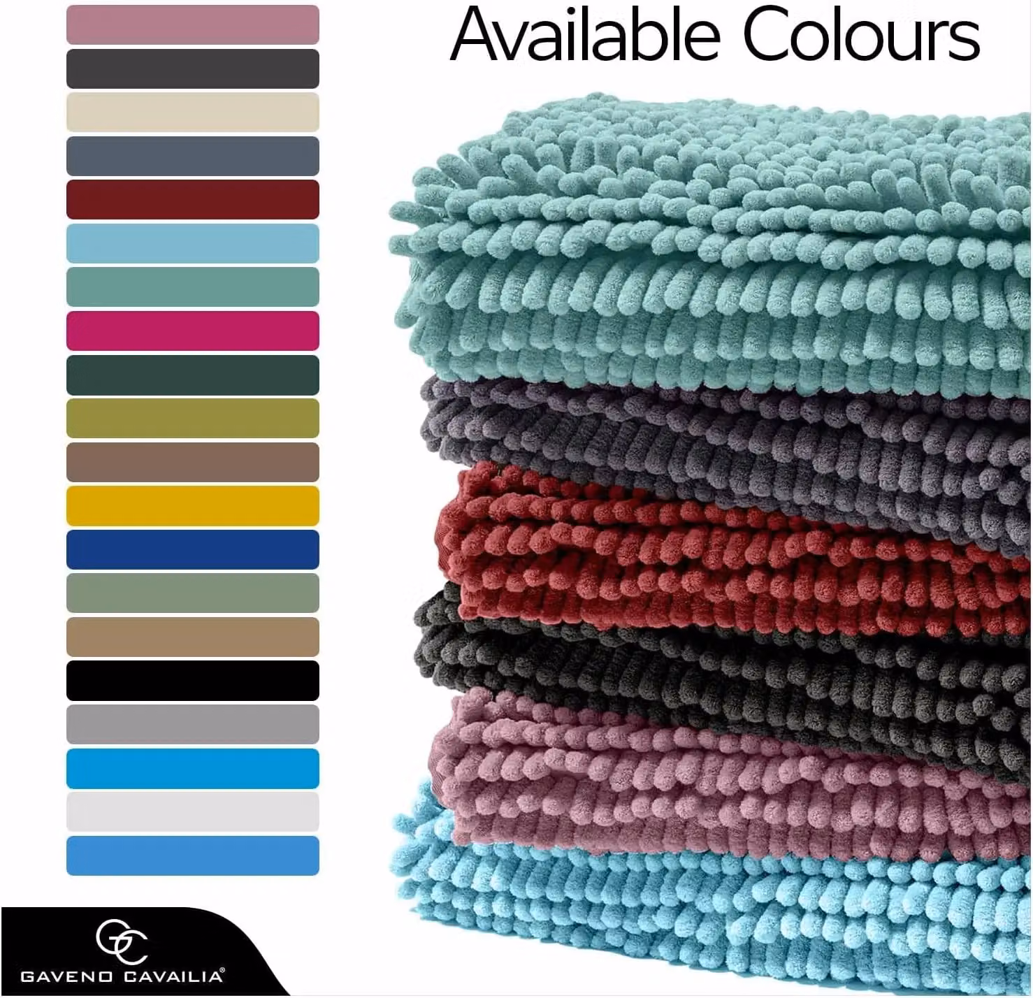 Gaveno Cavailia 2 Piece Chenille Microfibre Bath Mat Set in Red, W: 80 cm, D: 50 cm – 9