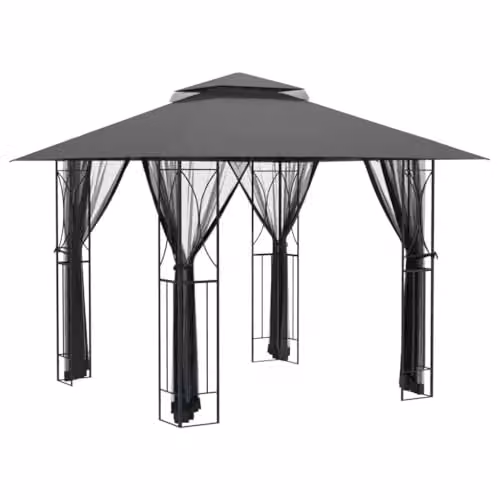 vidaXL Anthracite Steel Gazebo with Sidewalls W/D/H: 300 x 300 x 270 cm