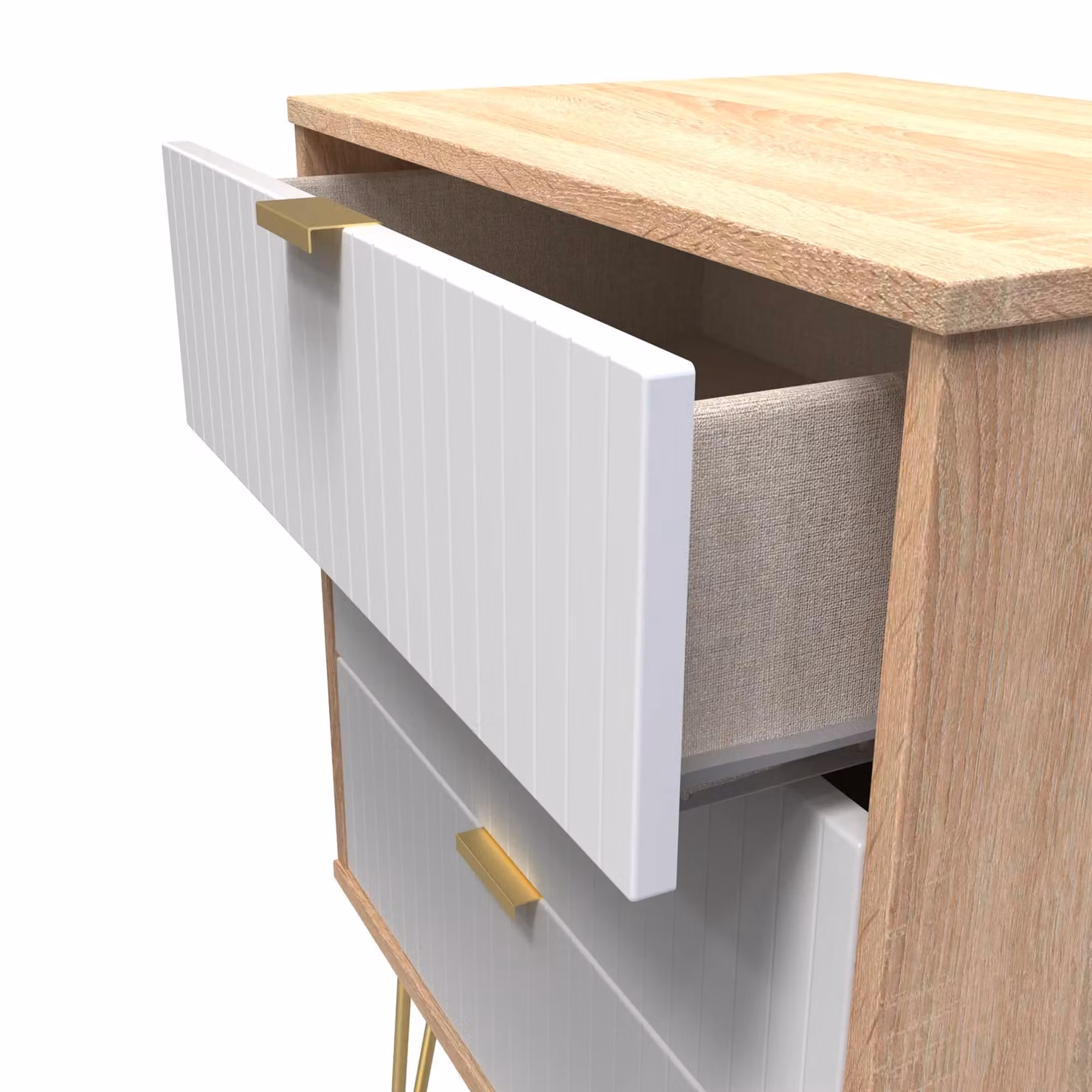 2 U Bexley 3 Drawer Chest in Natural with Gold Metal Accents – 2
