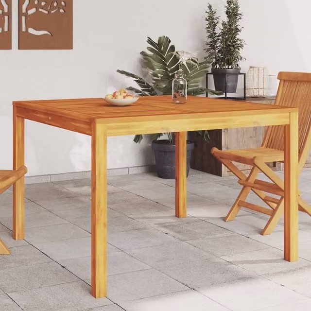 Berkfield Home Rustic Acacia Wood Garden Dining Table in Brown, W/D/H: 110 x 110 x 75 cm