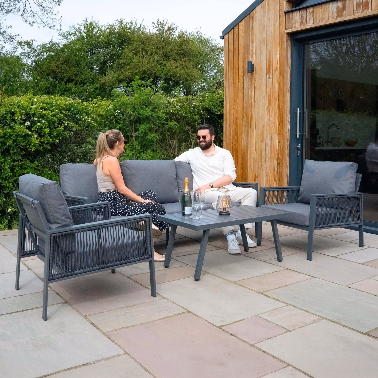 Monstershop 4 Piece Aluminium Sofa Set in Matt Anthracite Grey – 4