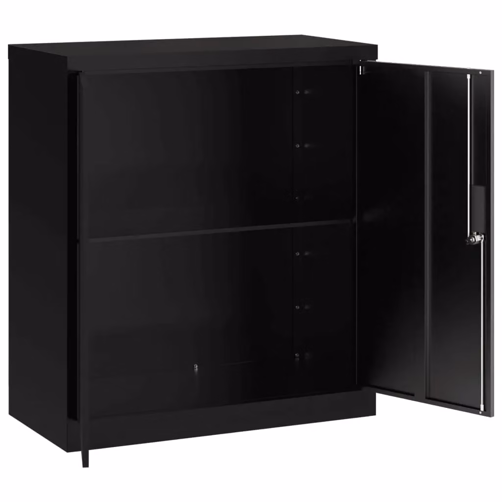 Berkfield Home Black Metal File Cabinet with Lock and Adjustable Shelves, W/D/H: 79 x 40 x 90 cm – 3