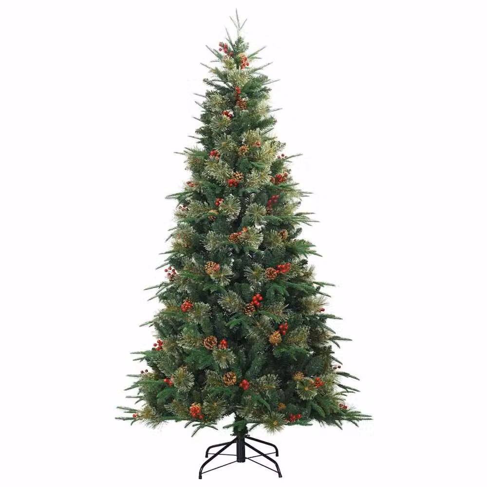 Berkfield Home Artificial Hinged Christmas Tree in Green, Height: 180 cm – 3