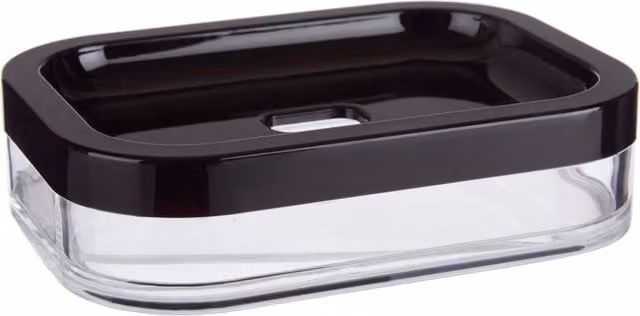 Orsina Black Acrylic Rectangular Self-Draining Soap Dish Holder