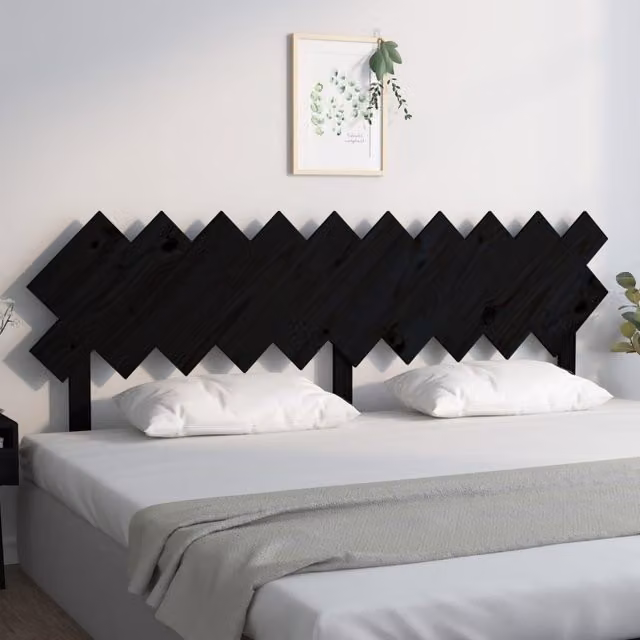 Berkfield Home Black Rustic Solid Pine Wood Bed Headboard W: 196 cm, D: 3 cm, H: 80.5 cm – 1