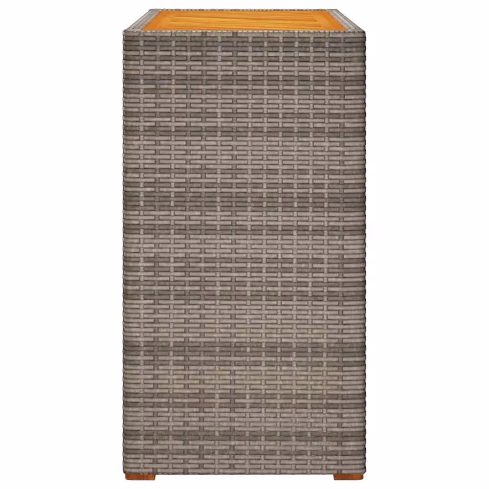 Berkfield Home Garden Grey Poly Rattan Side Table with Oiled Acacia Wood Top, W/D/H: 100 x 40 x 75 cm – 3