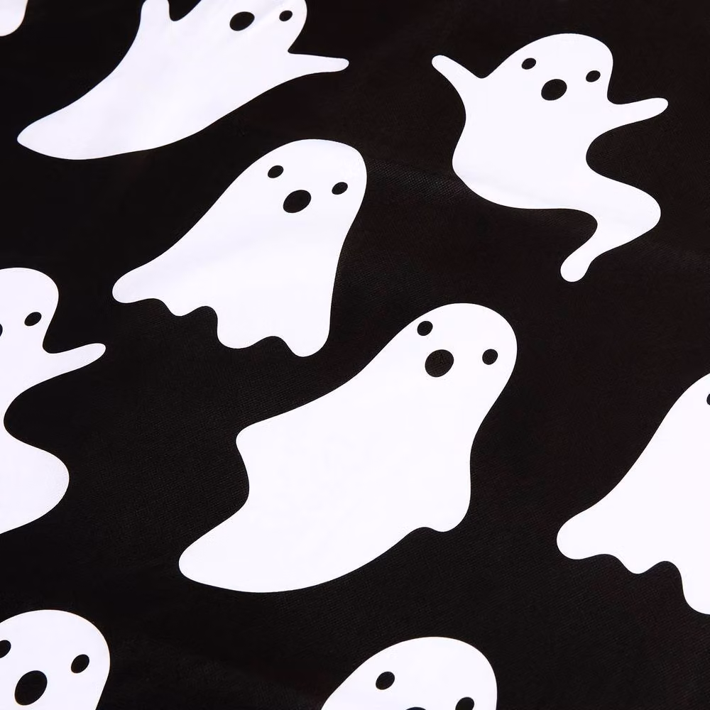 OHS Halloween Ghost Tablecloth in Black, Water Repellent PVC Table Protector – 5