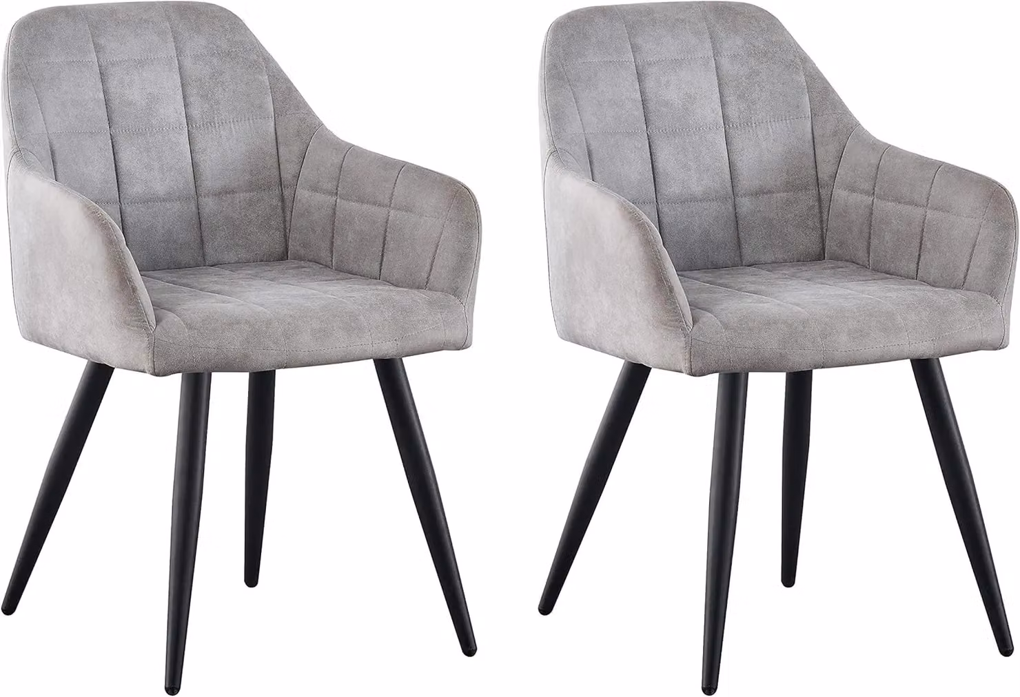 MCC Direct Adrian Set of 2 Faux Suede Fabric Kitchen Dining Chairs in Light Grey – 2