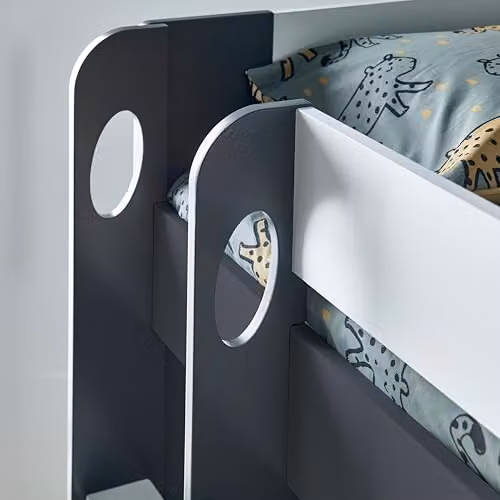 Bedmaster Olly Two-Level Storage Bunk Bed with Pocket Sprung Mattresses in White and Grey – 3