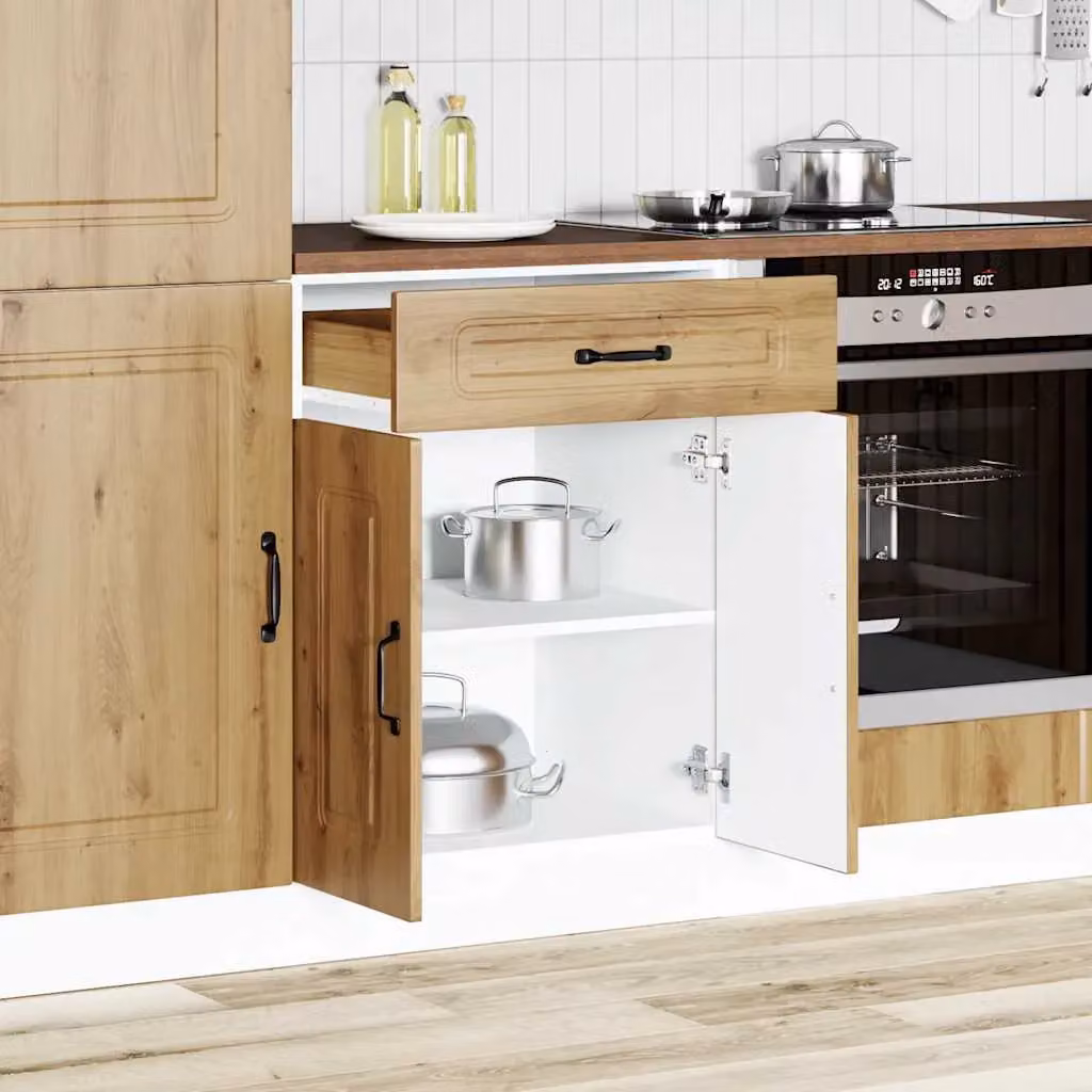 Berkfield Home Kalmar Artisan Oak Kitchen Base Cabinet in Brown – 2