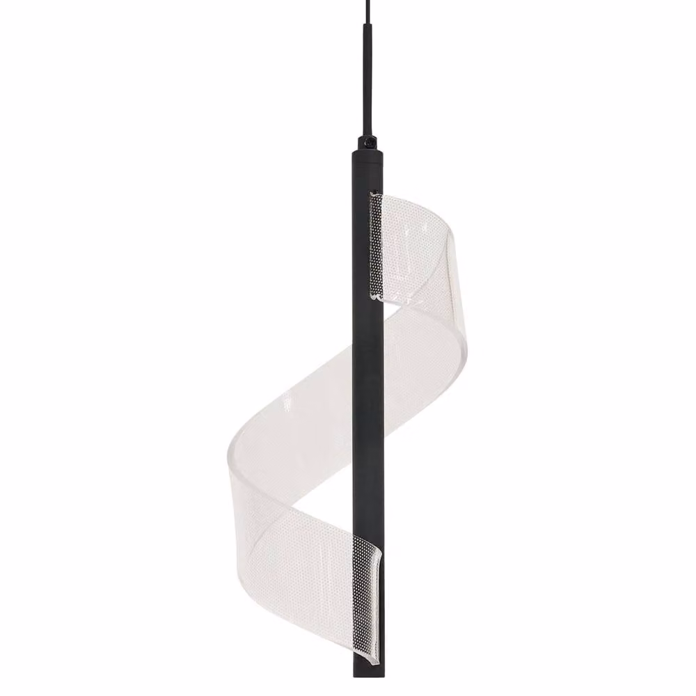 Wyld and Coco Black Metal Spiral LED Pendant Lamp Modern Suspended Ceiling Light