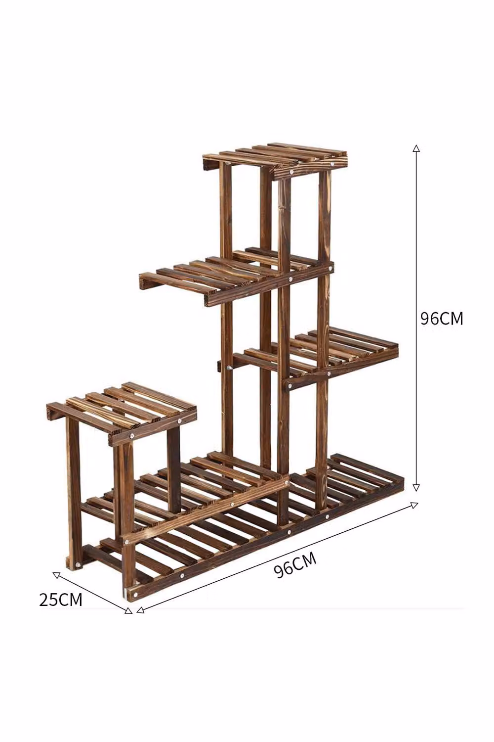 ExtraStar Vintage Brown Wood Multi-Tiered Plant Stand and Flower Pot Holder – 3