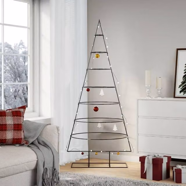 Berkfield Home Modern Metal Christmas Tree in Black, Height: 180 cm