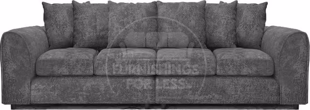 Furnishings For Less UK Monaco Grey Chenille Fabric 4 Seater Curved Arm Sofa with Scatter Cushions and Removable Covers