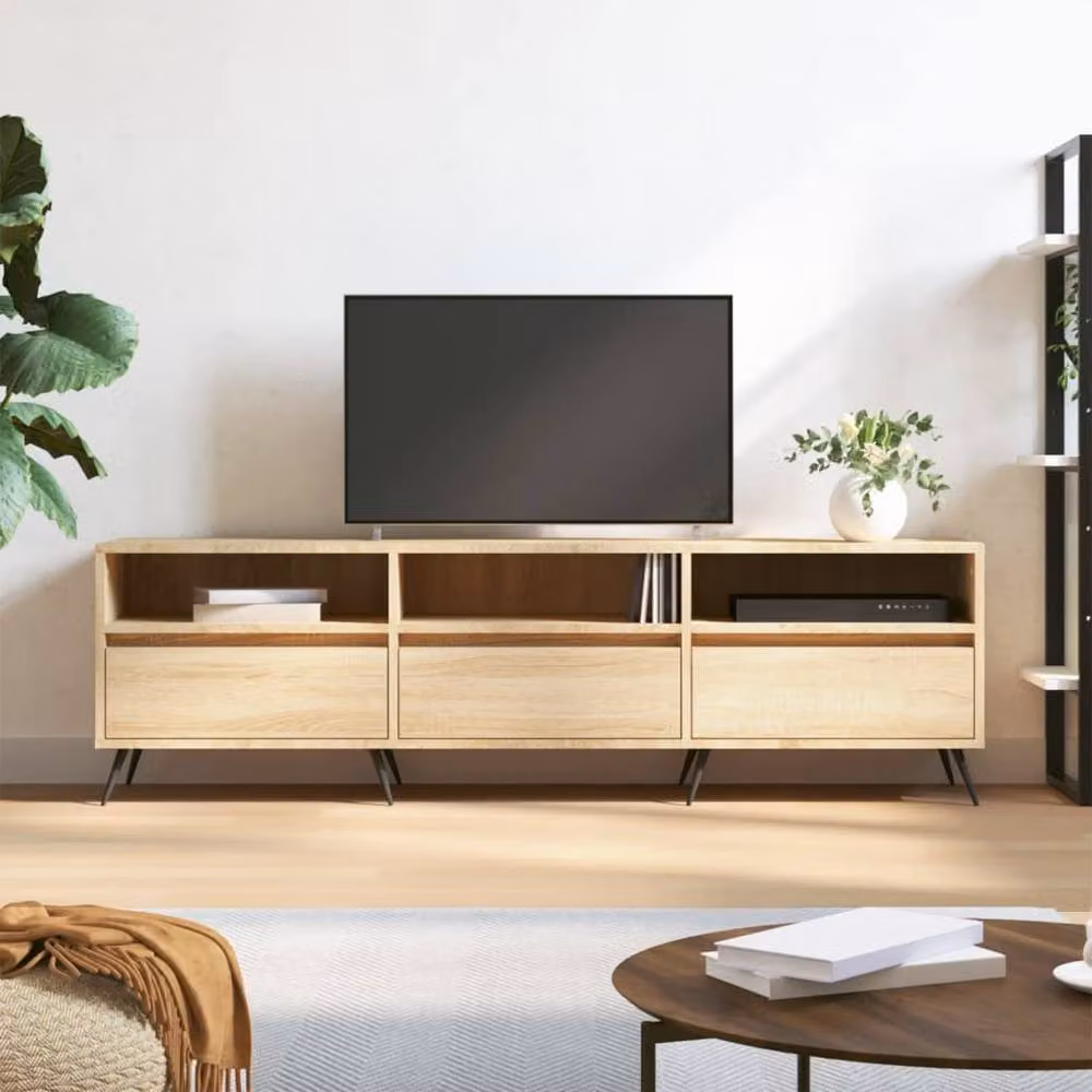 Berkfield Home TV Cabinet in Natural Sonoma Oak, W/D/H: 150 x 30 x 44.5 cm – 2