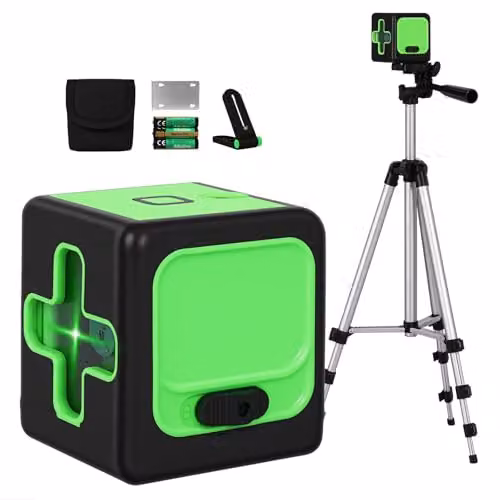 Traderight Green Self-Levelling Cross Line Laser Level with Tripod and IP54 Waterproof Rating