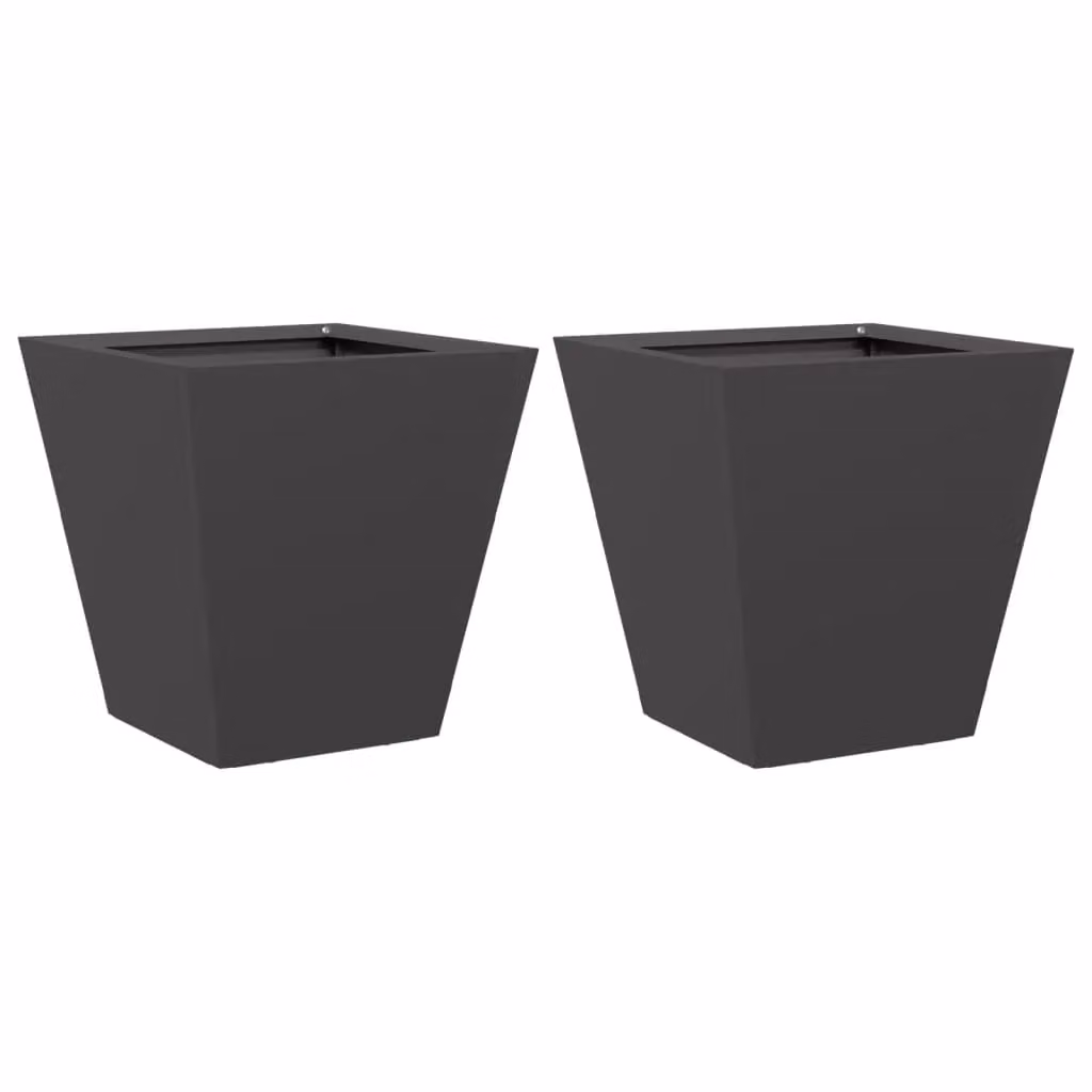 Berkfield Home Steel Garden Planter Tubs, Black, 2 Pack, W/D/H: 30 x 30 x 30 cm – 2