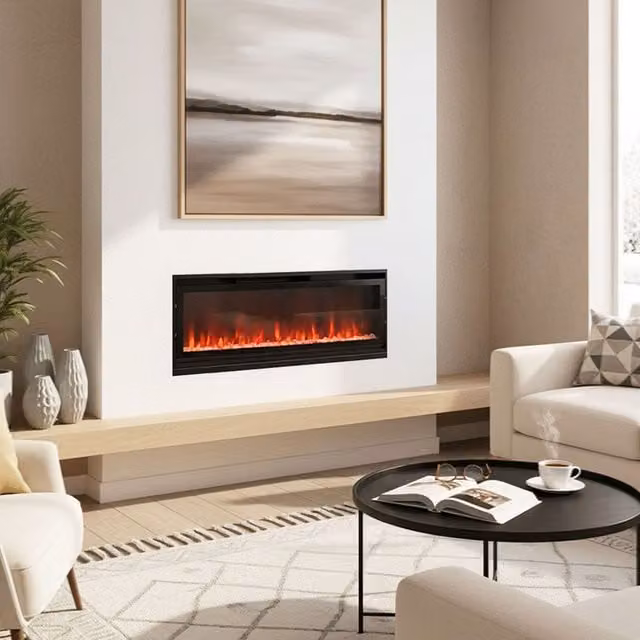 Livingandhome Wall Mounted Electric Fireplace Heater with Remote, Black, Width: 101.6 cm