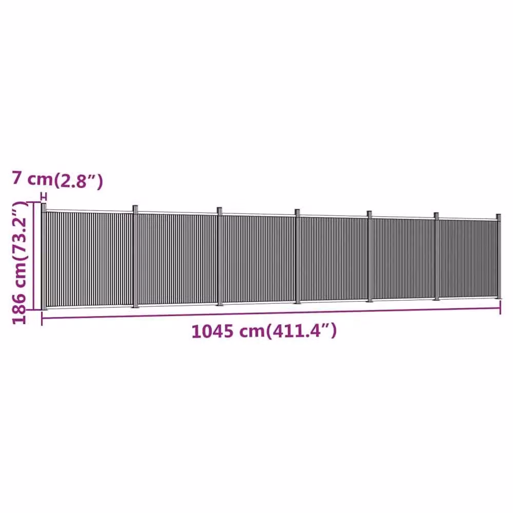 Berkfield Home Grey WPC and Aluminium Fence Panel, W: 1045 cm, H: 186 cm – 5